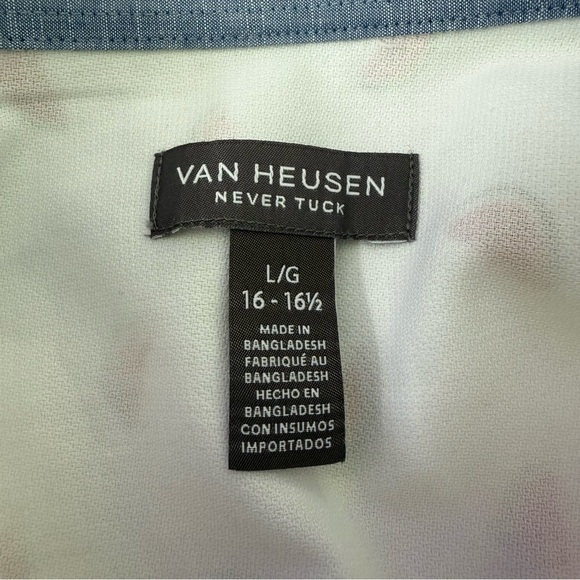 Men’s Van Heusen Never Tuck Watermelon Button Down Short Sleeve Shirt Large - Picture 14 of 16
